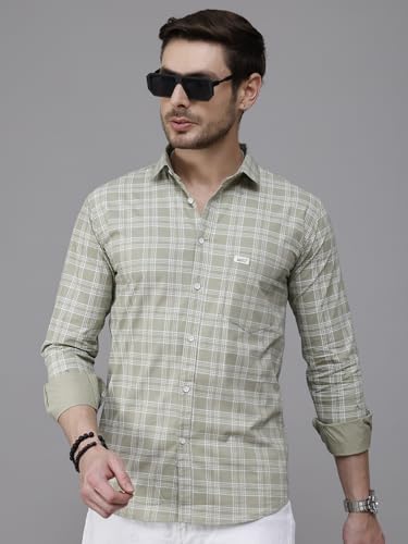 Image of Majestic Man Comfort Slim Fit Pure Cotton Checked Casual Shirt