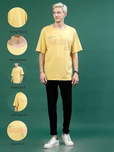 Image of Rigo Back Printed Half Sleeves Round Neck Oversized T-Shirt for Men | Drop Shoulder T-Shirt for Men | Loose Baggy Fit T-Shirt for Men