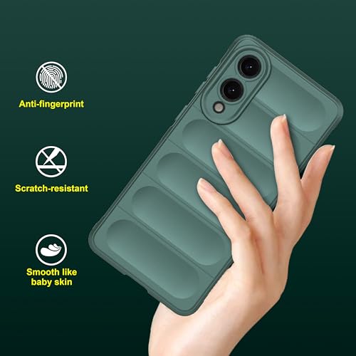 Image of amazon basics Back Case Cover for Samsung Galaxy S25 Edge | Compatible for Samsung Galaxy S25 Edge Back Cover | Liquid Silicon Magic with Camera Protection |Dark Green