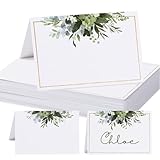 50pcs Place Cards for Table Setting Wedding Greenery Eucalyptus Table Name Place Cards for Baby Shower Bridal Shower Birthday Party (Green)