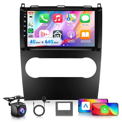 🚘【Senza fili/Cavo Carplay & Senza fili/Cavo Android Auto】 L'autoradio per Mercedes Benz A B Class può scegliere una connessione cablata o wireless a Carplay o Android Auto, connettersi a un telefono cellulare IOS, accedere alla rubrica del cellulare, alle e-mail, alle notifiche, alla navigazione su mappa, alla musica, ai video e ad altre informazioni ed eseguire comandi vocali. Android Auto può utilizzare il telefono Android dell'utente, accedere alla rubrica del cellulare, alla musica, ecc.