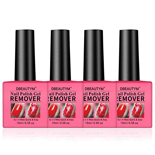 4 Pack Gel Nail Polish Remover,Gel Polish Remover For Nails In 1-5 Mins - Quick & Easy Gel Polish Remover Gift Set- Don't Hurt Nails, Professional Non-Irritating Nail Polish Gel Remover - 0.5 Fl Oz