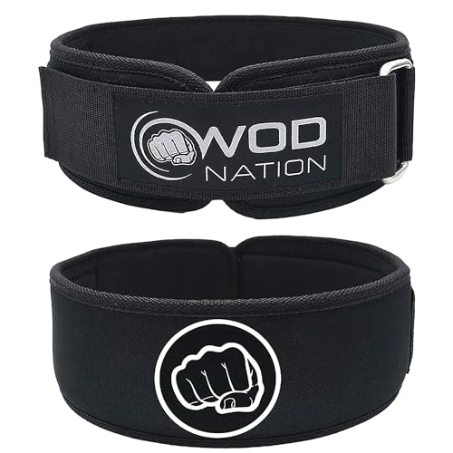 WOD Nation 4 Inch PRO Weight Lifting Belt For Men & Women (Various Sizes) – Firm Support Nylon Weight Belt for Deadlift, Squat & Weightlifting – Gym Belt Sizes for Both Men & Women