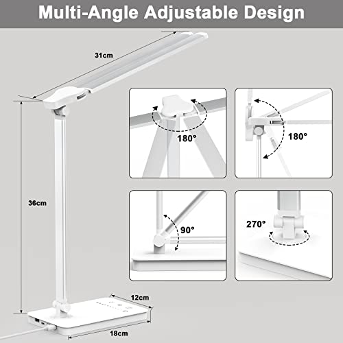 Bright Led Desk Lamp For Home Office - Dual Swing Arm Eye-Caring Architect Task Lamp, Adjustable Foldable Table Lamp, Dimmable Touch Control Desktop Lamp 5 Lighting Modes For Work/Study #TOP6