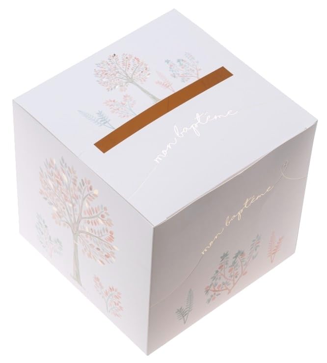 Chaks 13376, Tirelire Mon Baptême carrée en Carton 20cm