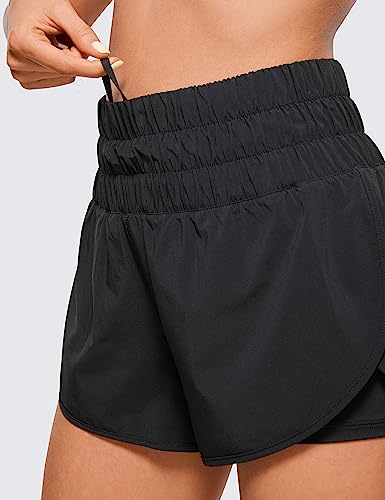 Crz Yoga 2 In 1 High Waisted Running Shorts For Women 3" - Breathable Athletic Tennis Gym Workout Shorts With Pocket Black Medium #TOP3