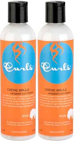 Curls Crème Brule Whipped Sculpting Cream - Dry, Wavy, Curly, and Textured Hair - Fights Frizz and Defines Refresh and Rehydrate, 8oz (Pack of 2)