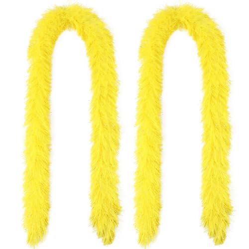 Feathers Boas Artificial Fluffy Boas 5 Ft Decoration for DIY Crafts Wedding Costume Christmas Party Supplies (Yellow 2PCS)