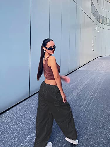 image for Xineicy Parachute Pants for Women Drawstring Baggy Cargo Pants Y2K Tro
