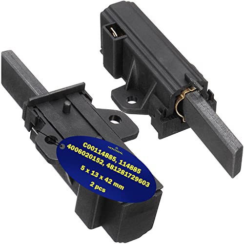 2 Pieces Carbon Brushes for Motor of Washing Machine 5 x 13 x 42 mm with the Original Code C00114885 114885 for Whirlpool for Electrolux for Aeg – Warranty 10 Years - MONTERAL
