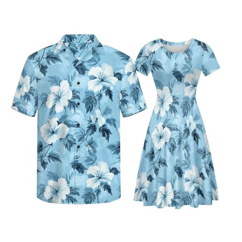 Image of AFPANQZ Couple Matching Outfit Casual Men's Button Down Shirt or Short Sleeve Summer Sundresses Dresses for Women 2026