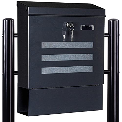 STILISTA® Hochwertiger Standbriefkasten mit Zeitungsfach, Pulverbeschichtung, Anthrazit Cover