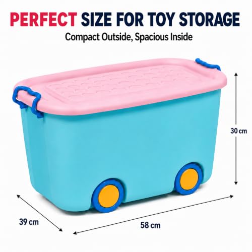 Image of Ash & Roh Multi color Storage Bins with Locking Lids | Collapsible Storage Box with Handle | Organizer Stackable Toy Storage Bins with Wheels | 25 lit Containers Organizing Storage Box. (Pack of 2.)