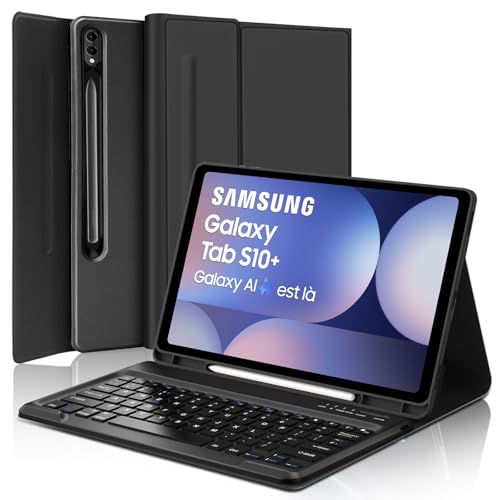 SENGBIRCH Funda de teclado para Samsung Galaxy Tab S10 Plus de 12.4 pulgadas 2024, diseño del Reino Unido, teclado Bluetooth inalámbrico desmontable, funda protectora para Samsung Galaxy Tab S10 Plus