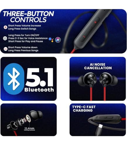 Image of Onee Plus Compatible Bluetooth Wireless Neckband Earphones | 40 Hours Playtime, Deep Bass Sound, ENC Noise Reduction Mic, Dual Device Pairing, Fast Charging Headset