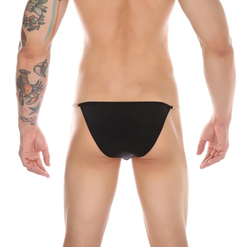 Evankin Men Sexy Briefs with Metal Chains Hollow Out G-Strings Comfortable Ice Silk Underwear Bikini3