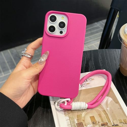 Étui de téléphone avec dragonne mate rose rouge pour éviter les chutes