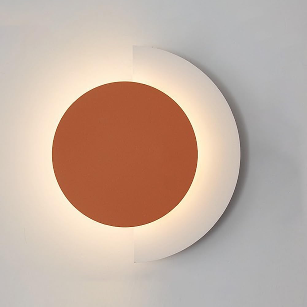 Aplique de pared LED redondo de metal naranja 9W para el dormitorio moderno