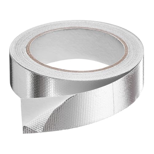 HARFINGTON Heat Shield Tape 1.18" x 65.6 ft Waterproof Sunscreen Sound Insulation High-Temperature Resistance Silver Aluminum Tape Thickness for Automotive Repairs