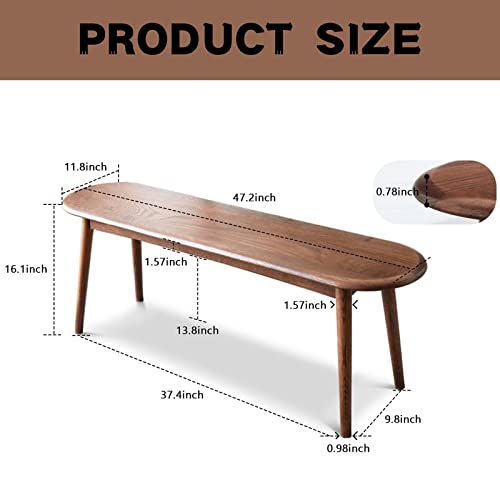 Grewood 100% Solid Wood Dining Bench - Oak Bench For Entryway, Bedroom, Living Room, Kitchen Room - (Walnut Color, 47.24") #TOP2