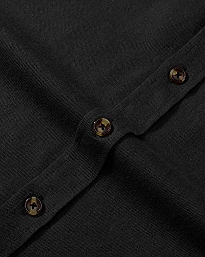 Alimens & Gentle Men's Solid Flannel Shirt Work Long Sleeve Casual Button Down Shirts Outdoor Cotton Warm Shacket3