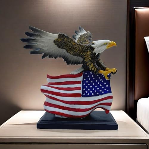 Estatua de Águila Calva con Bandera Americana 7.9x5.9x9 in miniatura 2