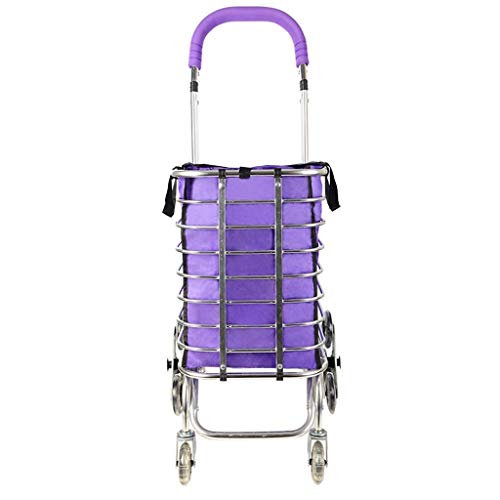 MTYLX Multifunktionale Tragbare Wagen Mit Rädern, Aluminiumlegierung, Wasserdichtem Stoff-Einkaufswagen, Tragendem 50 Kg, Klappwagen (Farbe: Lila) – Bild 6
