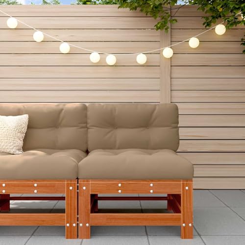 Fauteuil modulaire de terrasse extérieur en pin massif marron ciré - 2