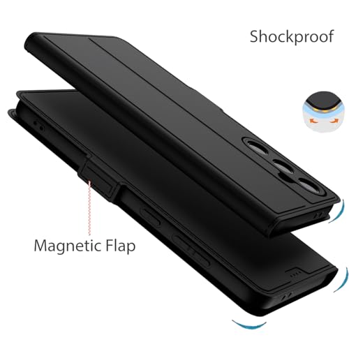 Image of Kapa Noble Slim Magnetic Leather Flip Case Cover for Samsung Galaxy M35 (5G) | Card Holder Stand Flip Wallet Case (Black)