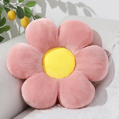 YUZHEDM Blumenkissen, Deko Kissen, Aesthetic Room Decor, Flower Pillow, Tatami bequemen Sitzkissen für Kinderzimmer Hause Stuhl Boden Bett Sofa Dekoration (40 x 40cm, Rosa Gelb)