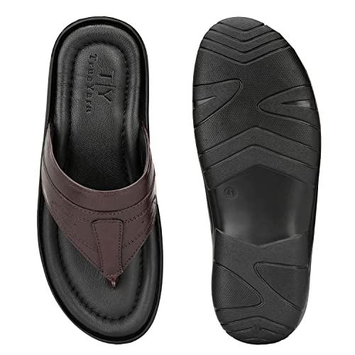 Image of Men's Genuine Leather Slippers | Thong Slippers For Men | Comfortable | Cushioned Insole | Durable | Handmade |