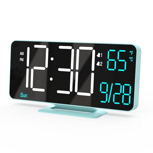 KOSUMOSU 6.7in Digital Alarm Clock โ Auto Dim, Temp & Date