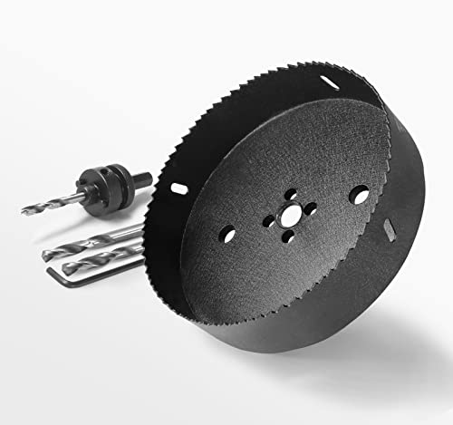 Image of 5-3 /4 Inch Hole Saw with 1 /2 inch Hex Shank Quick Change Arbor, JTemgle Bi-Metal Hole Saw Heavy Duty Hole Cutting Tool for Cornhole Boards, Recessed Lights, Wood, Plastic, Drywall & Soft Metal