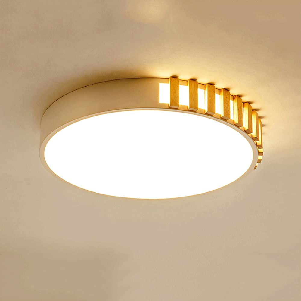 Plafonnier LED design moderne en bois blanc 40 cm
