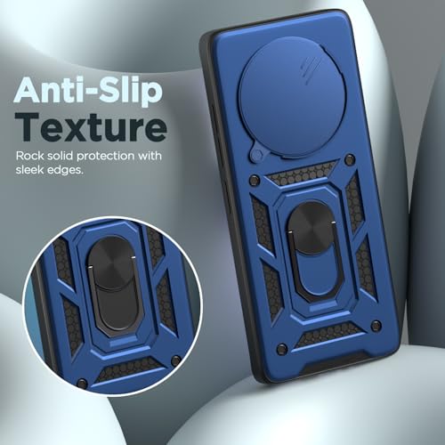 Image of Pikkme D10 Tough Armor Bumper Case | 360 Protection Case | Sliding Camera Shield Cover & Ring Holder Stand Back Cover for Realme 13 Pro 5G / Realme 13 Pro Plus 5G (Blue)