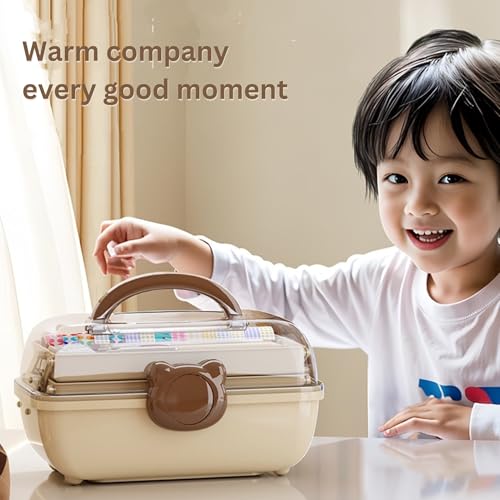 Image of KiZY Girl Kid Hair Accessories Storage Box | Hair Ties-Clips, Bow-Ribbon-Headband, Jewelry Organizer | Portable Case | Available in Multiple Design-Color. (Pack of - 1, Kid Brown)