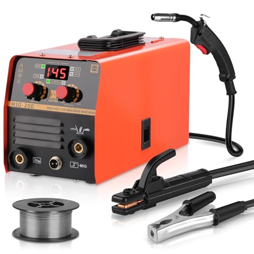 Saldatrice MIG 3 in 1, Vothen Saldatrice a Filo Continuo 20-200A, MMA LIFT TIG Saldatore 220V con 0,5 kg di filo animato per principianti e saldatori professionisti