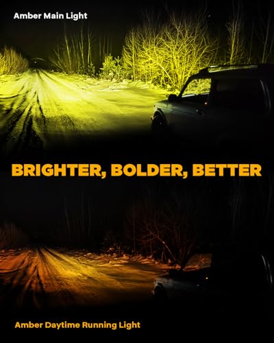 Image of Auxbeam V-Ultra Series 7-Inch Side Shooter Amber LED Offroad Lights 2-Pack | 270 Wide Coverage, DRL 3-in-1, Hyper Spot Lights, 26800LM 226W, Protective Covers, Round Fog Lights, Yellow Light Bar