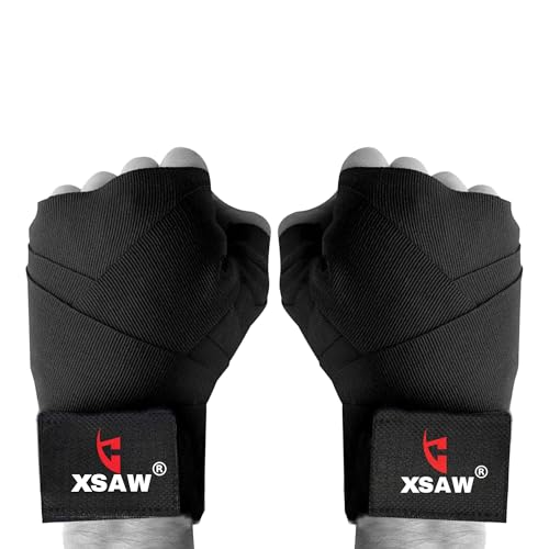 XSAW - Men and Women Professional Wrap for Boxing Punching Hand Wraps Wrist Supporter for Gym Boxing Bandage for MMA, Muay Thai, Martial Arts (Black)