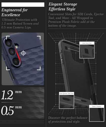Image of WOW IMAGINE Back Cover for Galaxy M16 5G | Galaxy F16 5G with Hexa Cube Design | Ultra Slim Rubberised Case | Inner Velvet Fabric | Silicone Flexible Mobile Case | Camera Protection - Blue