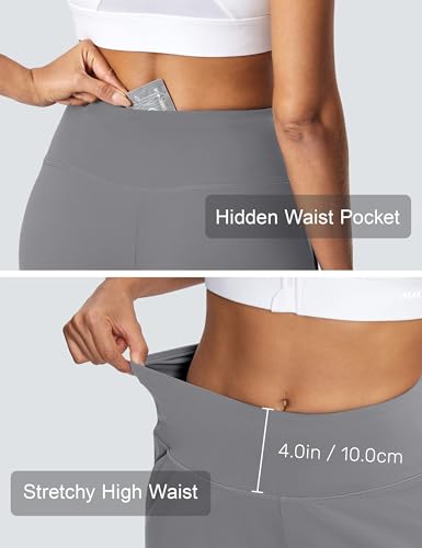 Image of ISEEGZ 15 inch /18 inch /21 inch Capri Pants for Women High Waist Wide Leg Yoga Capris with Pockets Stretchy Loose Fit Casual Workout