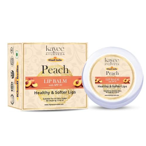 Image of Khadi Natural Lip Balm for Men and Women | Deep Conditioning Lip Treatment with Shea Butter & Almond Oil | Prevents Dryness and Keeps Lips Soft All Day (Peach)