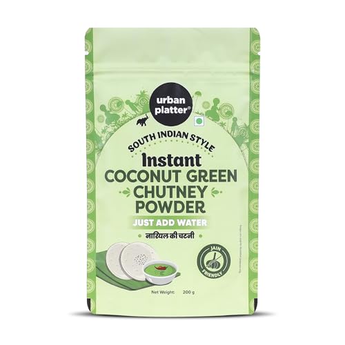 Urban Platter Coconut Green Chutney Powder | 7.05 Oz (200g) | Flavorful & Ready to Use | Just Add Water | Traditional South Indian Style Mix for Idli, Dosa, Vada & Snacks