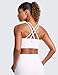CRZ YOGA Womens Butterluxe Strappy Longline Sports Bra - Molded Cup Double Spaghetti Strap Workout Bra Yoga Crop Tank Top White X-Large