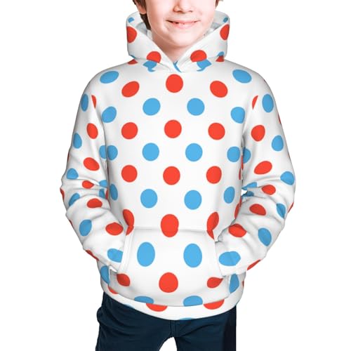 Red Blue Polka Dots Kid Hoodies Boys Sweatshirts Girls Pullover with Pocket3
