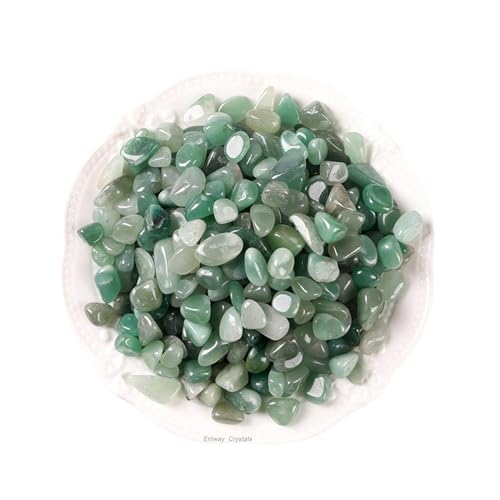Erliway 100g Natural Green Aventurine Crystal Chips, 7-9mm Tumbled Chips Crushed Crystal Stone, Polished Crystal Chip for Fish Tank, Healing Tumbled Chip for Reiki Crystal Jewelry Making Home Décor