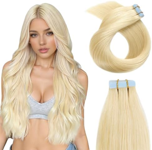 YILITE Tape In Hair Extensions Human Hair Blonde #613 20 Inch
