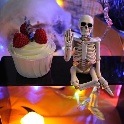Realistic Funny Halloween Skeleton Decorations Skull Figurine Home Decor (White) - image 6