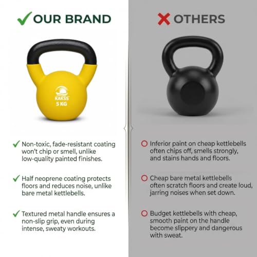Image of Kakss Half Coating Neoprene Kettlebell (Yellow, 8 KG)