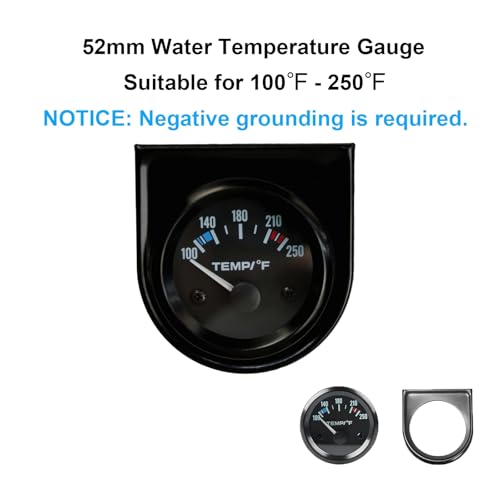 Lagwiuy 789789 Universal 2 Inch 52Mm Water Temperature Gauge Kit, 100-250℉ Water Temp Gauge Kit, Dc 12V Water Temp Thermometer Meter Kit With Sensor For Ship Marine Boat Car Truck Motorcycle Vehicle Automotive thumb #1